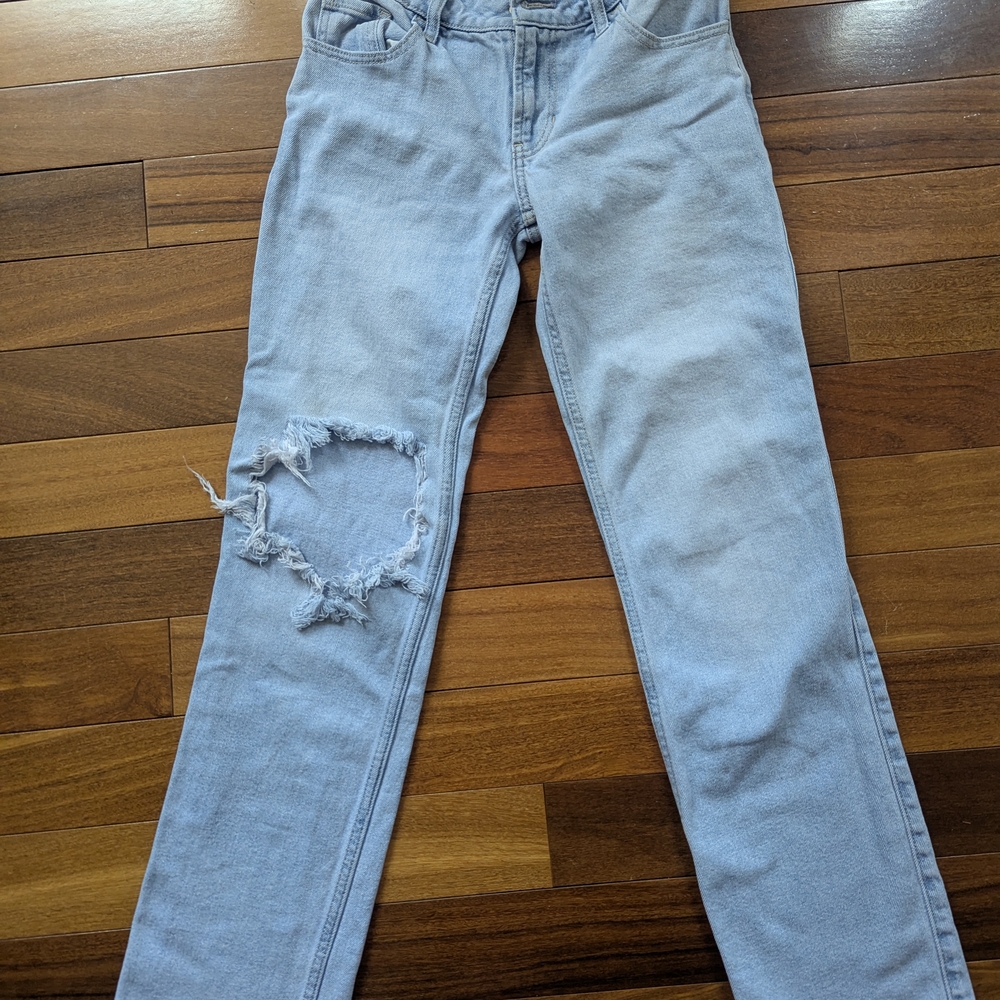 Women's Light Gray Distressed Jeans